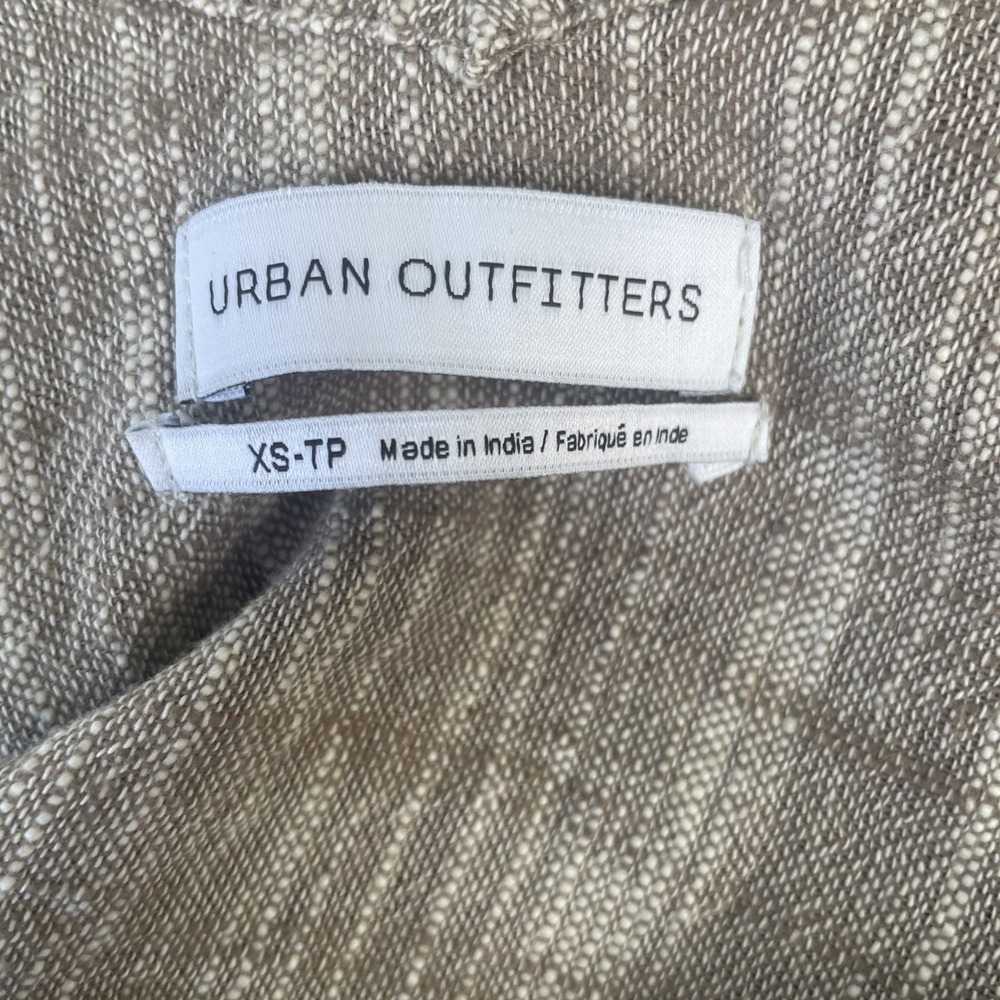 Urban Outfitters Crop Fringe Detail Linen Cotton Women XS Sable Sleeveless Top - Picture 8 of 10